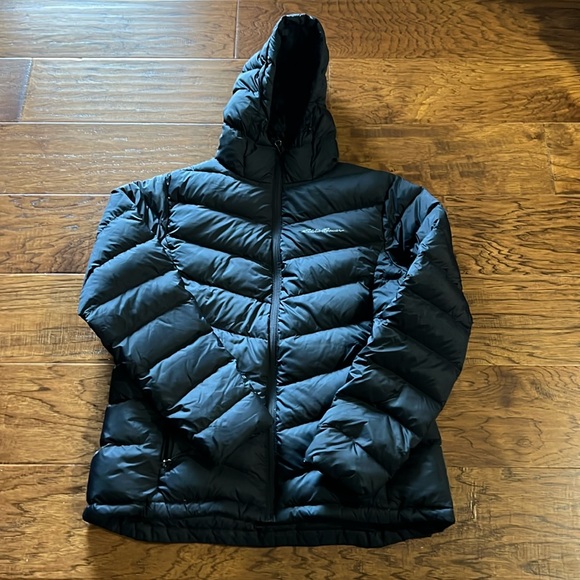 Boy’s size large Eddie Bauer black CirrusLite down hooded puffer jacket - Picture 1 of 3